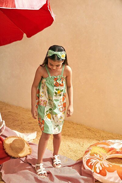 Gingersnaps Girls' Checkered Lemon Print Dress