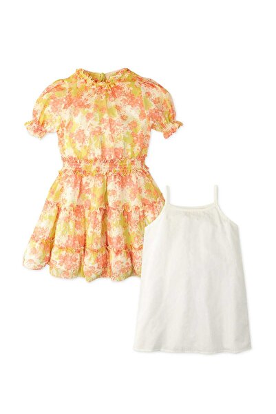 Gingersnaps Girls' Floral Waist-Defined Dress