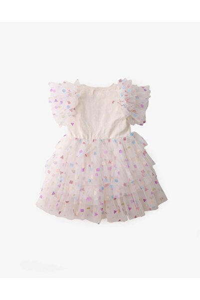 Gingersnaps Girls' Ruffled Layered Polka Dot Dress with Short Sleeves
