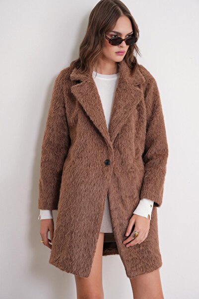 Mixray 4746 Γυναικείο μακρύ πουπουλένιο παλτό γαλακτοκαφέ