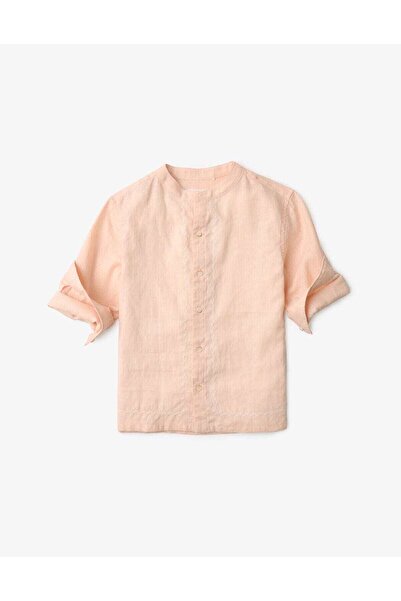 Gingersnaps قميص سادة بأكمام طويلة ورقبة دائرية وأزرار للأولاد