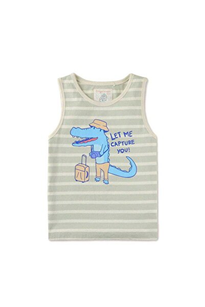 Gingersnaps تي شيرت مخطط للأولاد بطبعة تمساح