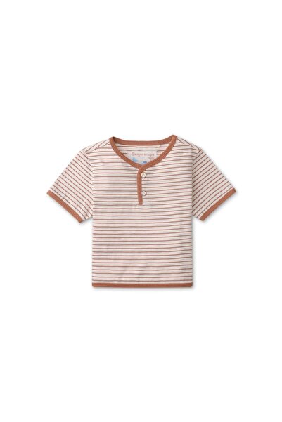 Gingersnaps Striped Front-Button Short Sleeve T-Shirt for Baby Boys