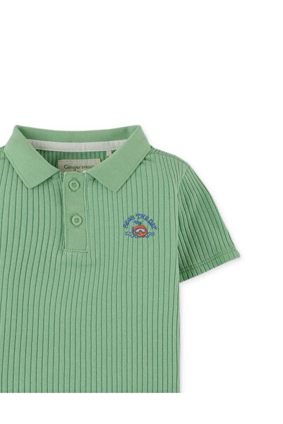 Gingersnaps Women's Short Sleeve Ribbed Polo T-Shirt with Front Buttons