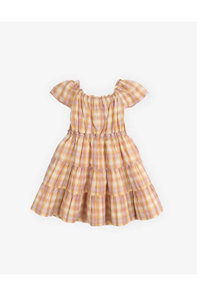 Gingersnaps Girls' Checkered Waist-Tied Dress with Short Sleeves