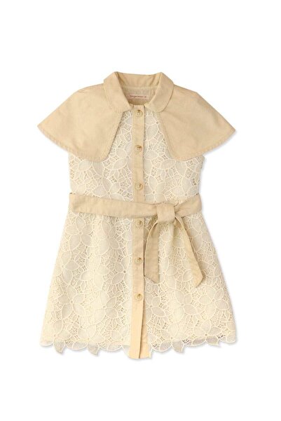 Gingersnaps Girls' Short Sleeve Lace Dress with Front Buttons