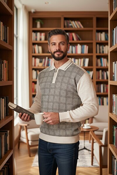 Kamalı Чоловічий трикотажний светр з коміром-стійкою, застібкою-блискавкою, коміром-поло, непихнатий трикотаж, зимовий светр для чоловіків