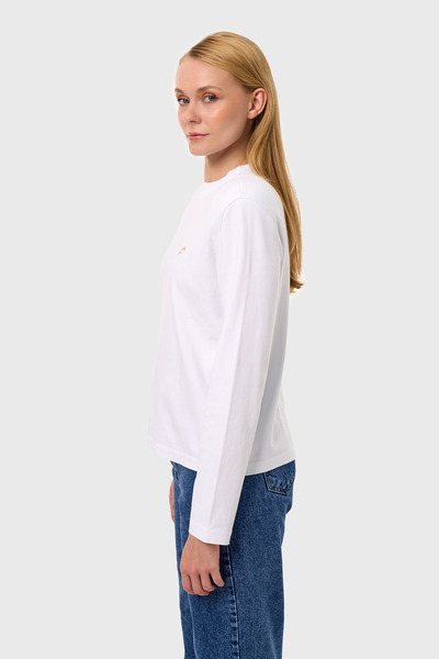 qanpaq Tumecy - White Women's Embroidered Snap Fastener Padded Long Sleeve Basic