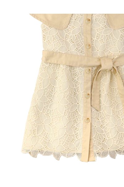 Gingersnaps Girls' Short Sleeve Lace Dress with Front Buttons