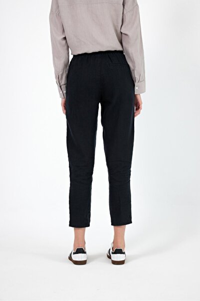 VENA Παντελόνι παραλίας από λινό με ελαστική μέση Alian-Μαύρο