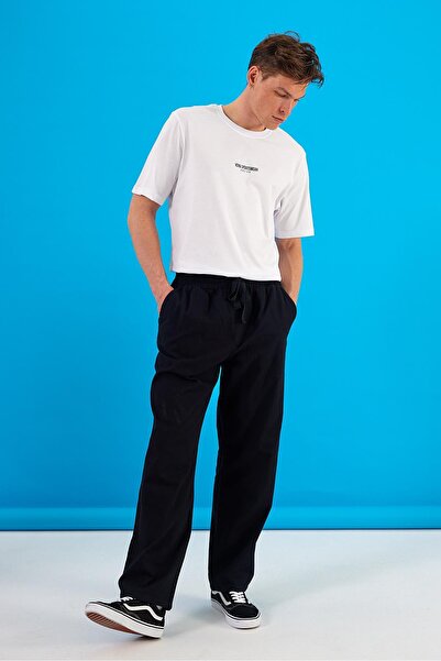 VENA Steve Straight Leg Textured Beach Pants-Μαύρο