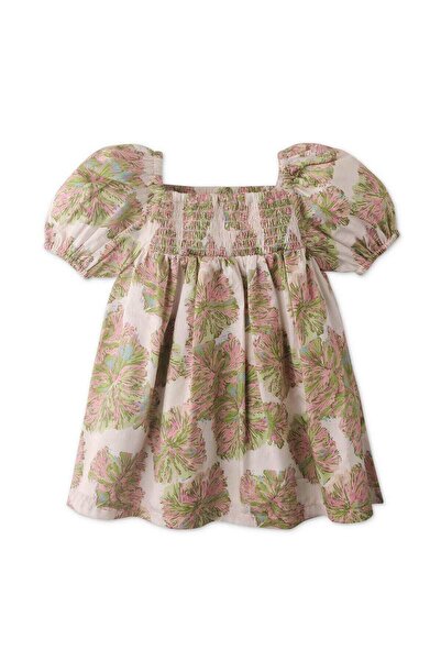 Gingersnaps Girls' Printed Baby Dress with Elastic Sleeves