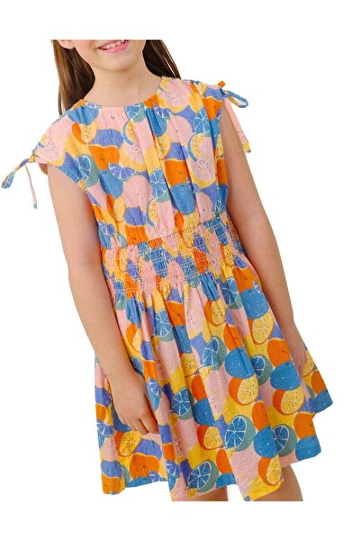 Gingersnaps Girls' Short Sleeve Midi Dress with Fruit Print and Fitted Waist