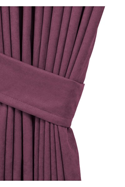 cheap's home Petek Dokulu Kadife Dokuma Sık (1 x 3)Pileli Fon Perde (MÜRDÜM)