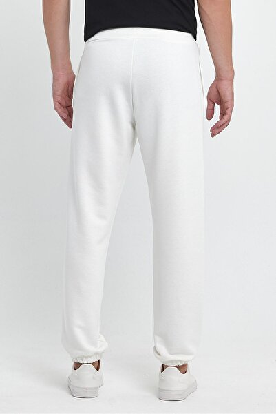 VENA Men's Elastic Leg Logo Printed Sweatpants - Ivory