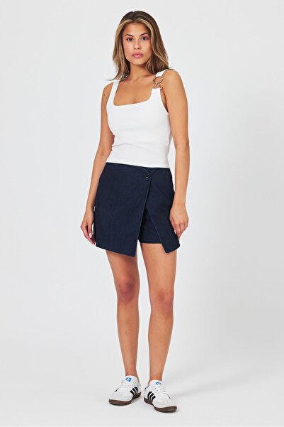 VENA Jessica Dark Blue Jean Shorts Skirt-Dark Blue
