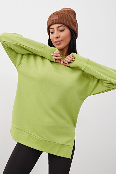 VENA Hanorac cu gât rotund, cu tăieturi laterale, cu 3 fire, cu croială normală - ceai Ada