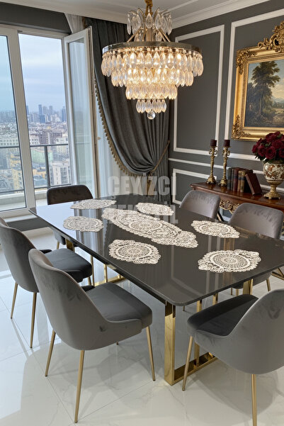 Çt Çeyizci Tekstil Modern American Service Supla Runners - Echipa de 6 persoane cremă