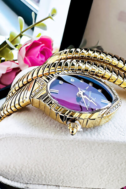 Daniel Klein Yılan Saat Model - Kadın Kol Saati, Su Geçirmez Gold Renk Çelik Kordon - Bileklik Hediye DKBY2046C2