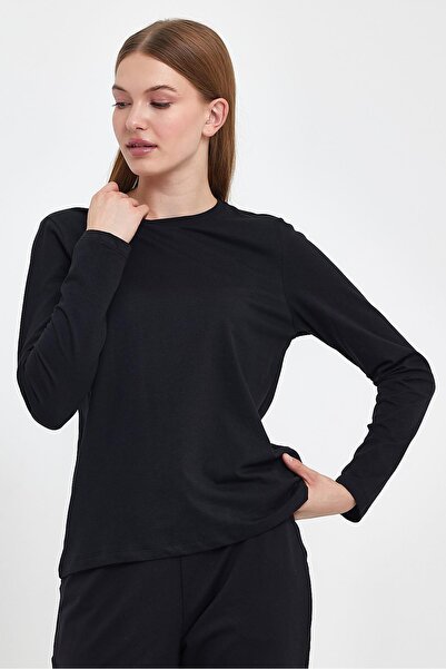 VENA Μπλουζάκι Gloria Crew Neck Regular Fit Basic - Μαύρο
