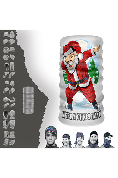 e-Taktik Noel Baba Desenli Dikişsiz Tüp Boyunluk Bandana Buff Baf