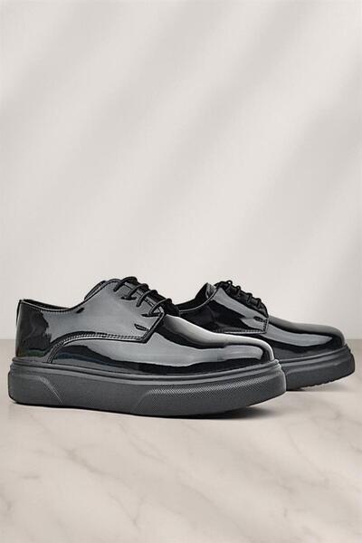 Rakerplus Derby Genuine Leather Black Patent Leather Black Sole Children's Cl...