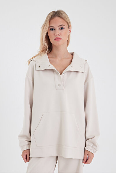 VENA Ruby Geniş Paça Beli Lastikli Yanı Çıtçıtlı Jogging Pantolon(CUPRO) - KEMİK