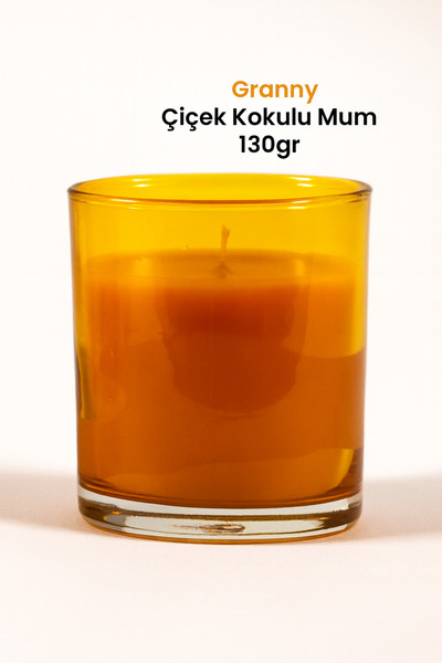 Marrien Granny Beyaz Çiçek Kokulu Mum 130 gr– Şeffaf Sarı Bardak