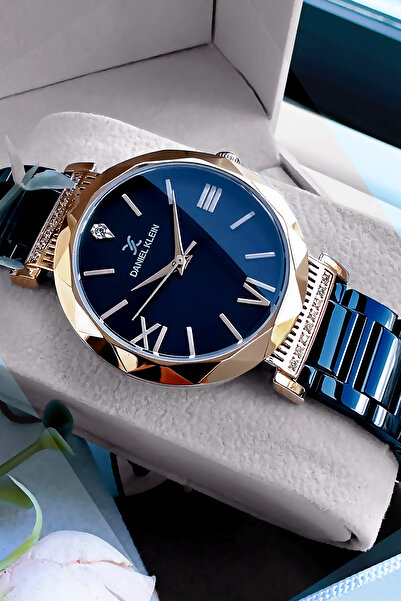 Daniel Klein Orijinal Kadın Kol Saati 3 Atm Su Geçirmez Lacivert Renk Çelik Kordon Hediye Bileklik DKBY2026C6