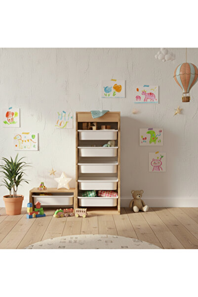 AlfaCountry Mobilya ÇOCUK OYUNCAK RAFI MONTESSORİ KAYIN AHAŞP ÇOK AMAÇLI RAF