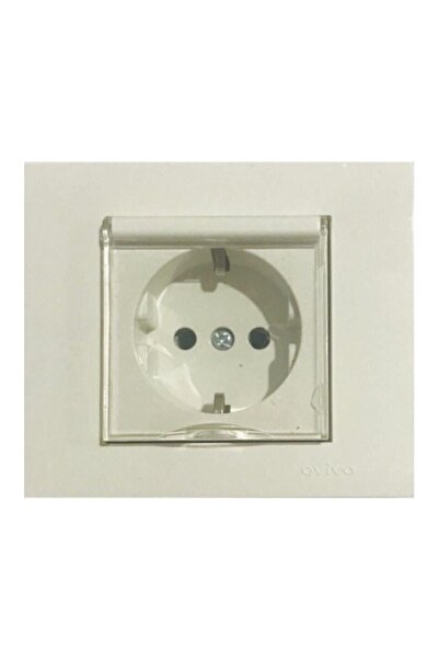 OVİVO Grano White Covered Grounded Socket + Frame