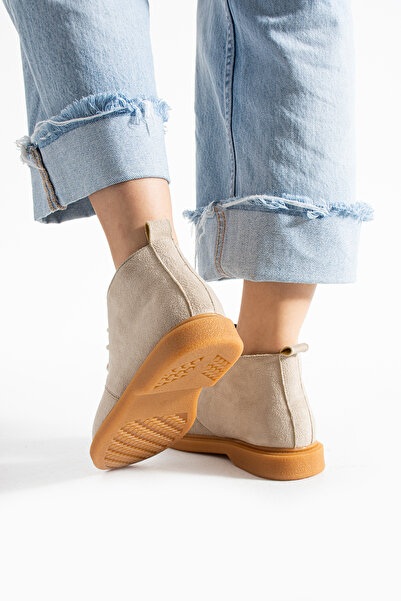 Moda Devrin Bej Süet Bağcıklı Bot (Kaymaya Karşı Dirençli)