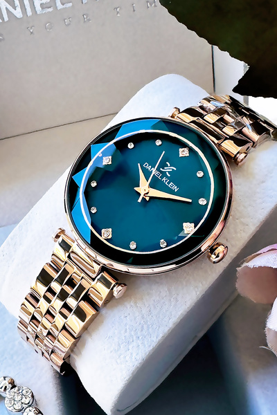 Daniel Klein Original Women's Wristwatch, Cut Glass Waterproof Rose Color Steel Band - Bracelet Gift Dkby2049C7