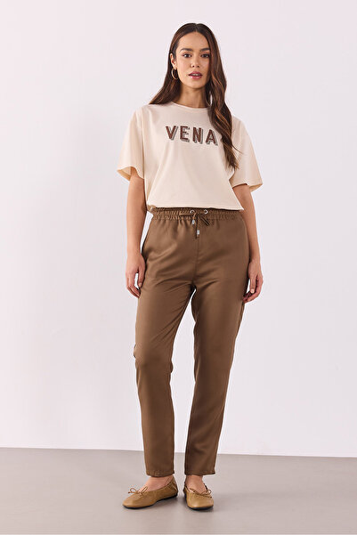 VENA Tricou oversize cu logo imprimat-bej