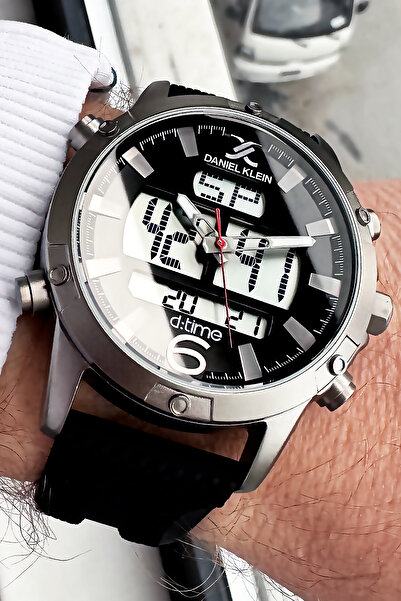 Daniel Klein Men's Black Silicone Cord 3 ATM Waterproof Wristwatch and Bracelet Set - DKE2077C6