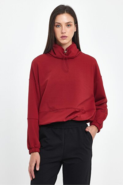 VENA Φούτερ με λεπτομέρεια στο λαιμό Norah - Κόκκινο