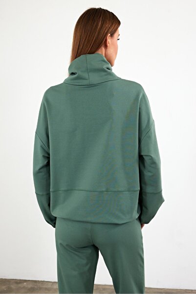 VENA Φούτερ με λεπτομέρεια στο λαιμό Norah, κανονική εφαρμογή-πράσινο λίμνης