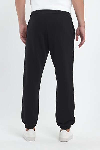 VENA Ανδρικό παντελόνι με λάστιχο στο πόδι με λογότυπο με τύπωμα - Μαύρο