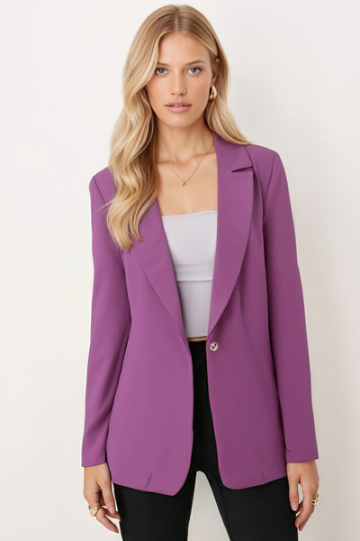 armonika Kadın Mor Tek Düğmeli Ceket Arm-20K001020