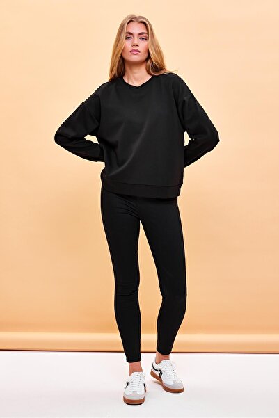 VENA Βαμβακερό φούτερ Rhona Crew Neck-Μαύρο