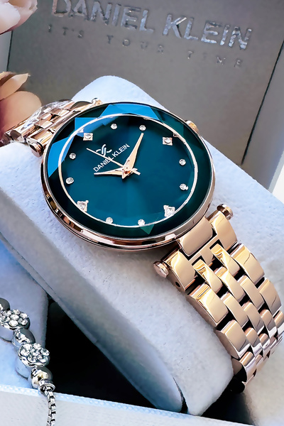 Daniel Klein Original Women's Wristwatch, Cut Glass Waterproof Rose Color Steel Band - Bracelet Gift Dkby2049C7