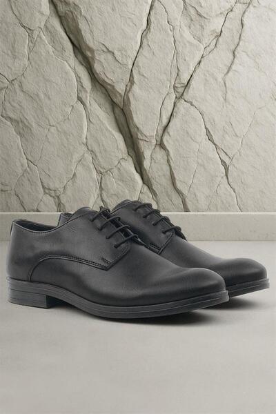 Rakerplus Black Matte Lace-Up Oxford Children's School Shoes