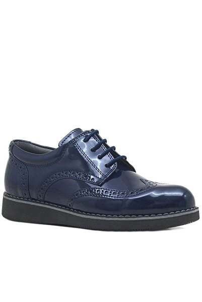 Rakerplus Navy Blue Patent Leather Laced Casual Men's Teenager School Shoes