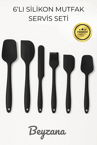 BEYZANA 6 Adet Isıya Dayanıklı Yanmaz Yapışmaz Silikon Spatula Seti | 6'lı Silikon Spatula Seti Bpa Free
