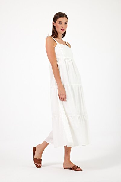 VENA Mia Long Dress with Straps-Ecru