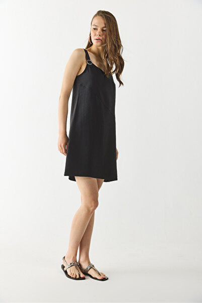 VENA Φόρεμα Angelica Soft Textured Regular Fit (CUPRO) - ΜΑΥΡΟ