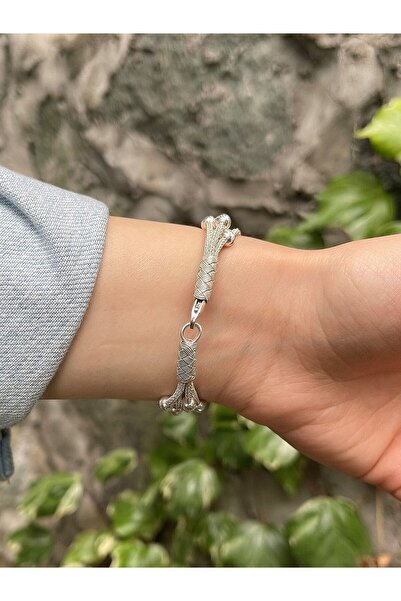 KAZZAZE Dorika Boncuklu Gümüş Kazaziye Dört Zincirli Bileklik