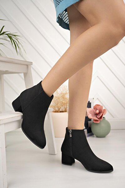 Aymood Μαύρες γυναικείες δερμάτινες μπότες PU Χειμερινές με χοντρή σόλα με φερμουάρ και κορδόνια Μεσαίου μεγέθους 5 εκ. Τακούνι Casual S Μαύρο S