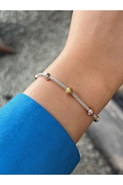 KAZZAZE Detaylarda İhtişam - Gümüş Kazaziye Dorika Boncuk Detaylı Bileklik