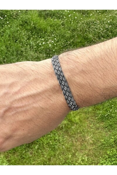 KAZZAZE Oksitli Gümüş Kazaziye Dört Sıra Örgü Bileklik